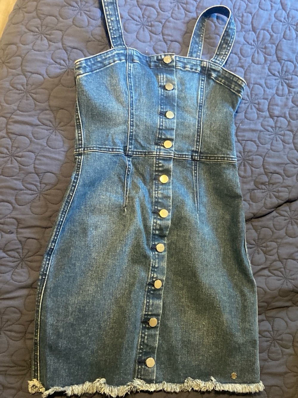 Volcom Blue Denim Button-Front Mini Dress